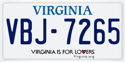 VA license plate VBJ7265