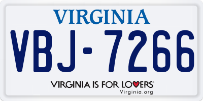 VA license plate VBJ7266