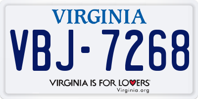 VA license plate VBJ7268