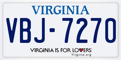 VA license plate VBJ7270