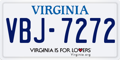 VA license plate VBJ7272