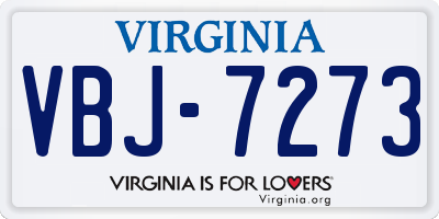 VA license plate VBJ7273