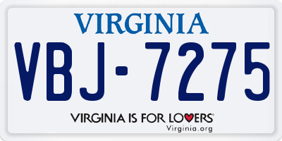 VA license plate VBJ7275