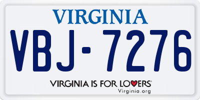 VA license plate VBJ7276