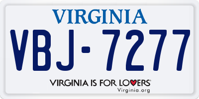 VA license plate VBJ7277