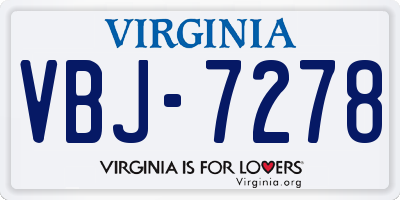 VA license plate VBJ7278
