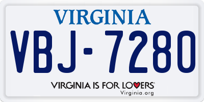 VA license plate VBJ7280