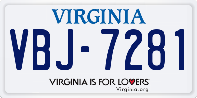 VA license plate VBJ7281
