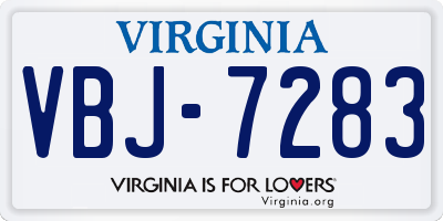 VA license plate VBJ7283