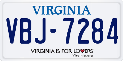 VA license plate VBJ7284