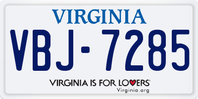VA license plate VBJ7285