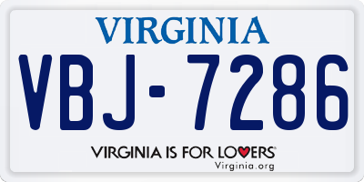 VA license plate VBJ7286