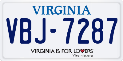 VA license plate VBJ7287