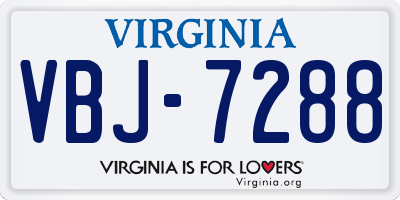 VA license plate VBJ7288