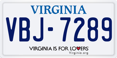VA license plate VBJ7289