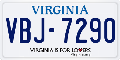 VA license plate VBJ7290