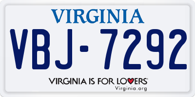 VA license plate VBJ7292
