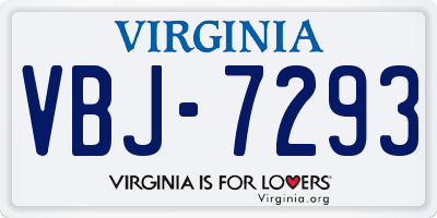 VA license plate VBJ7293