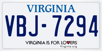 VA license plate VBJ7294