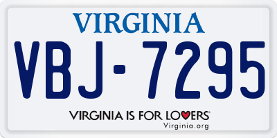 VA license plate VBJ7295