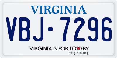 VA license plate VBJ7296