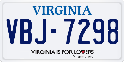 VA license plate VBJ7298