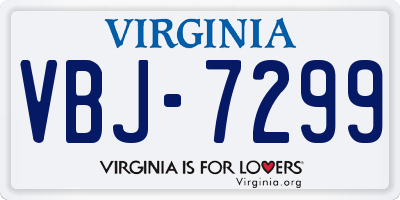 VA license plate VBJ7299
