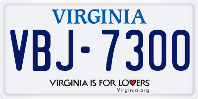 VA license plate VBJ7300