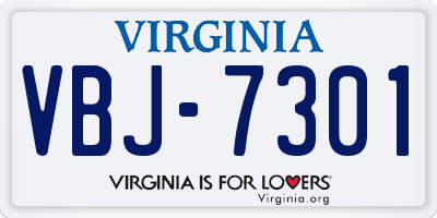 VA license plate VBJ7301