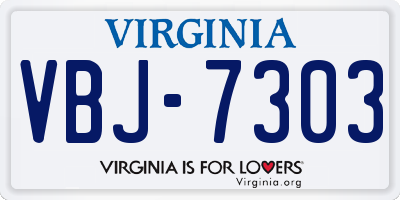 VA license plate VBJ7303