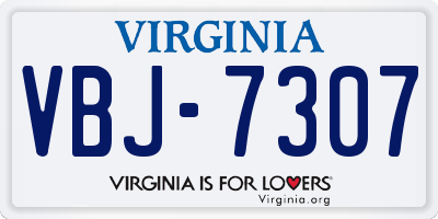VA license plate VBJ7307