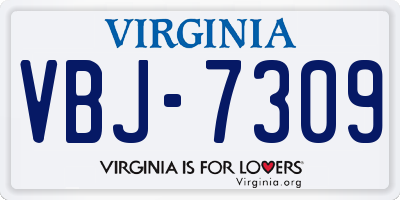 VA license plate VBJ7309