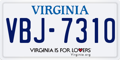 VA license plate VBJ7310