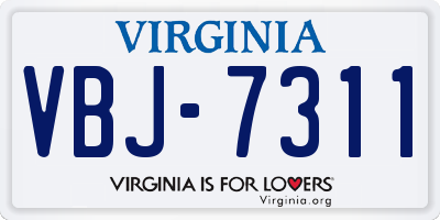 VA license plate VBJ7311