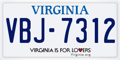 VA license plate VBJ7312