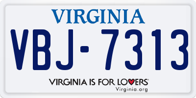 VA license plate VBJ7313