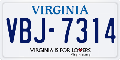 VA license plate VBJ7314
