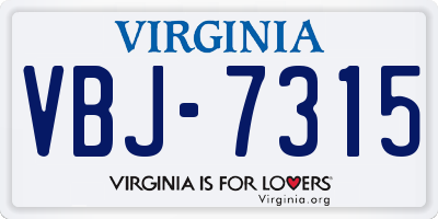 VA license plate VBJ7315