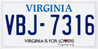 VA license plate VBJ7316