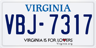 VA license plate VBJ7317