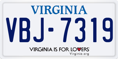 VA license plate VBJ7319
