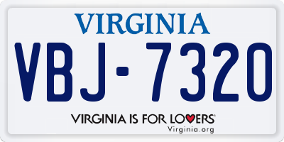 VA license plate VBJ7320