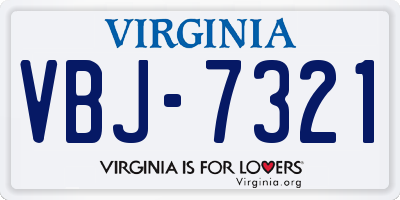 VA license plate VBJ7321