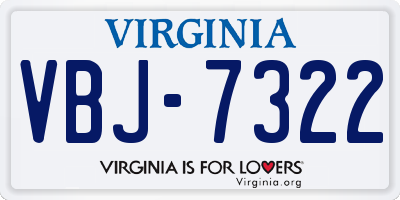 VA license plate VBJ7322