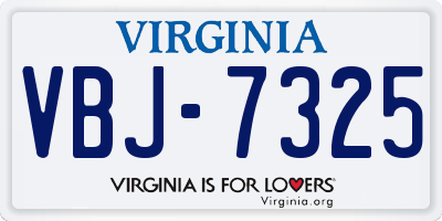 VA license plate VBJ7325