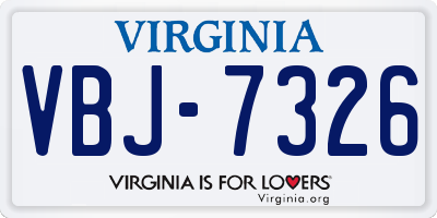 VA license plate VBJ7326
