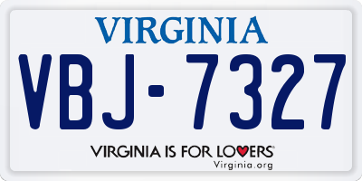 VA license plate VBJ7327