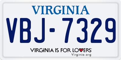 VA license plate VBJ7329