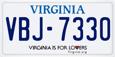 VA license plate VBJ7330