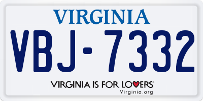 VA license plate VBJ7332